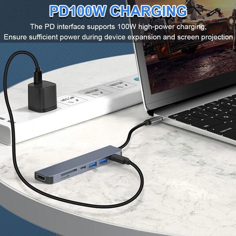 USB C Hub Adapter For Laptops Multiport Type C Connectivity 7