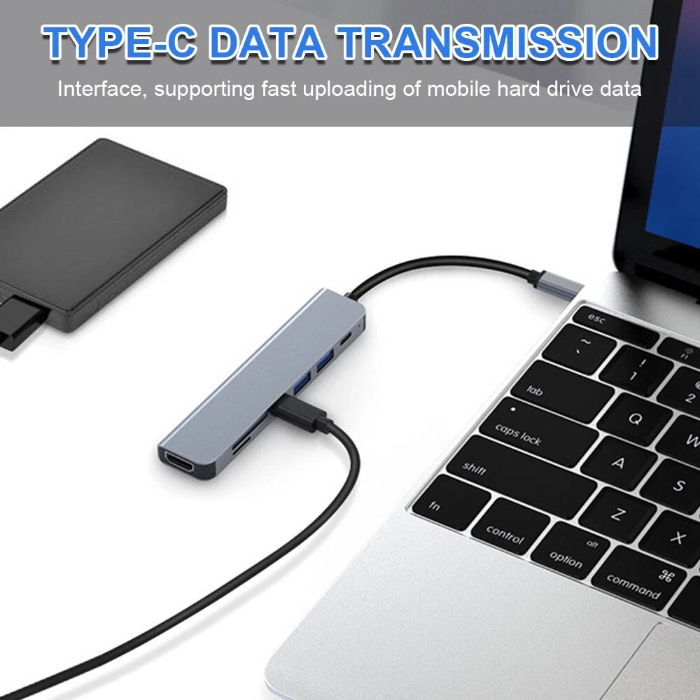 USB C Hub Adapter For Laptops Multiport Type C Connectivity 8