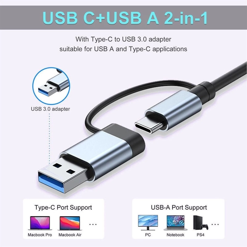 Universal USB C Hub Multiport Adapter With Card Reader Audio Connectivity 6
