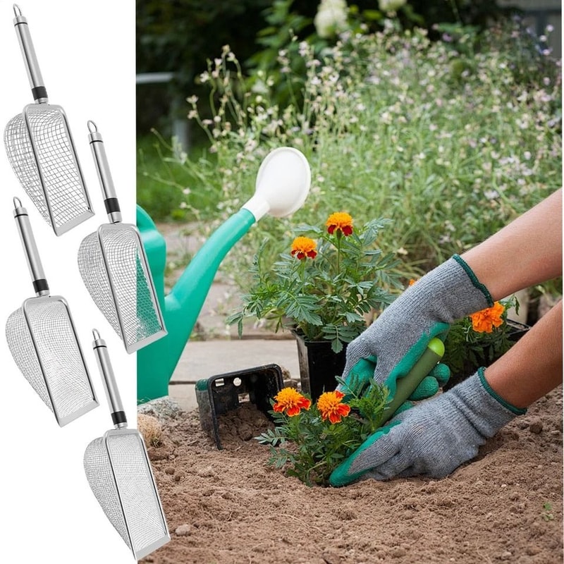 Soil Sifter Set For Gardening Durable Compost Sifter With Handle Glove 4