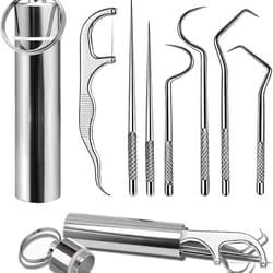 portable toothpick set stainless steel reusable dental pick kit with travel case