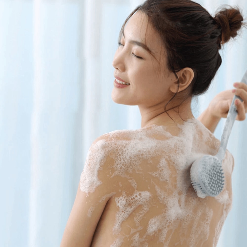 Soft Silicone Back Scrubber Long Handle Shower Brush 1