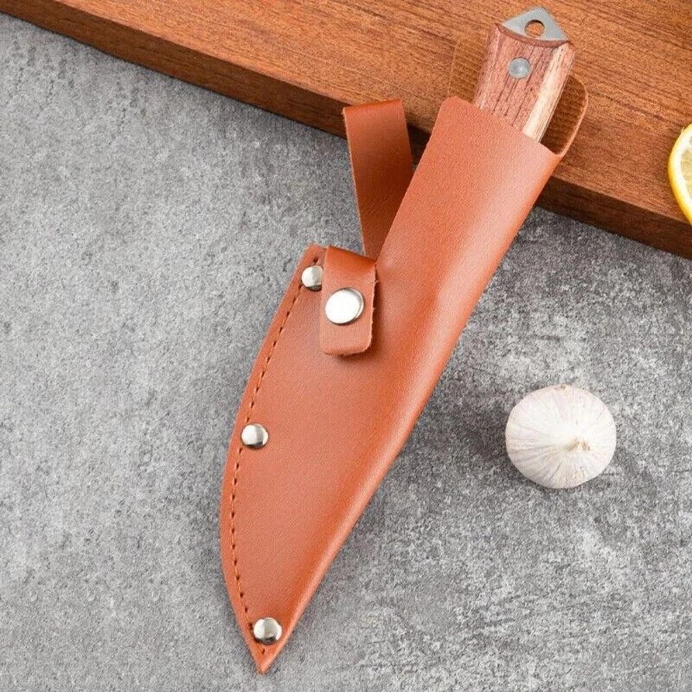 Mini Pocket Knife With Leather Sheath Stainless Steel Fruit Knife For Camping 3