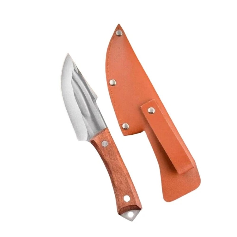 Mini Pocket Knife With Leather Sheath Stainless Steel Fruit Knife For Camping 4