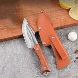mini pocket knife with leather sheath stainless steel fruit knife for camping