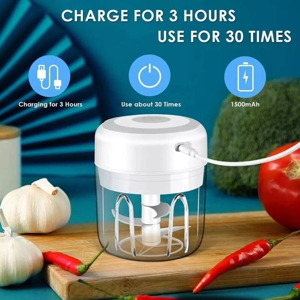 Electric Garlic Chopper Mini Food Processor Wireless Onion And Herb Mincer 3