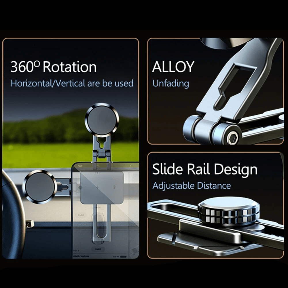 Universal Magnetic Car Phone Mount Dashboard Holder With 360 Rotation Foldable Stand 6