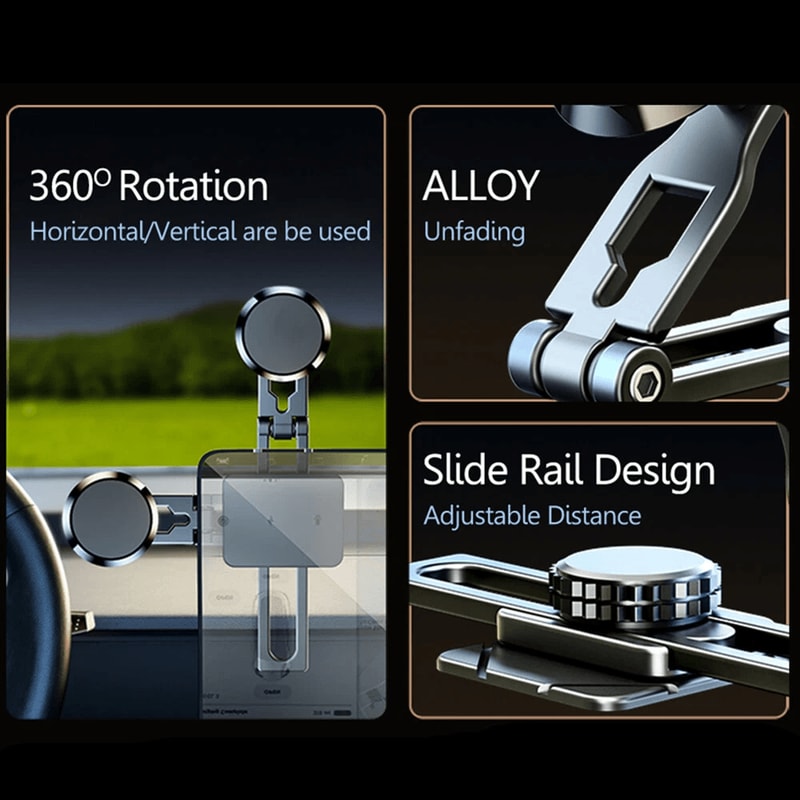 Universal Magnetic Car Phone Mount Dashboard Holder With 360 Rotation Foldable Stand 6