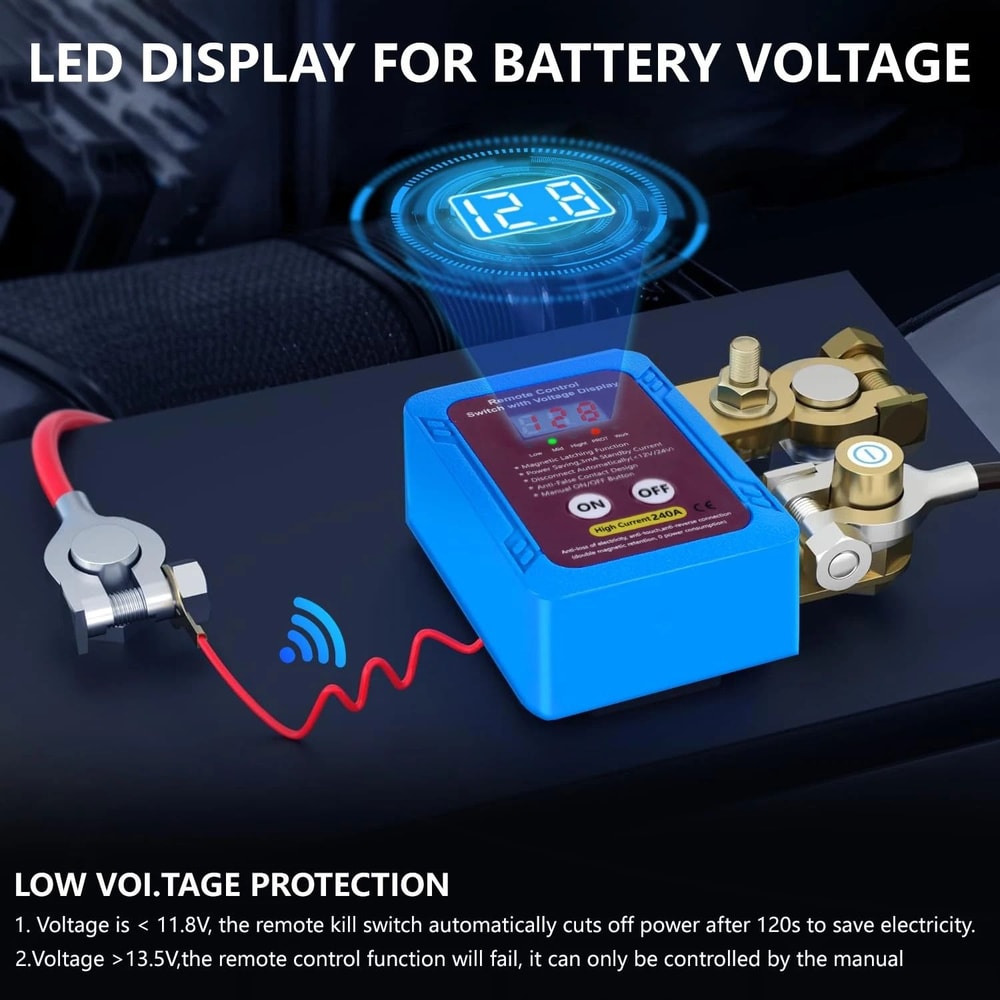 Remote Car Battery Disconnect Switch Master Power Kill Isolator With Remote Control 12