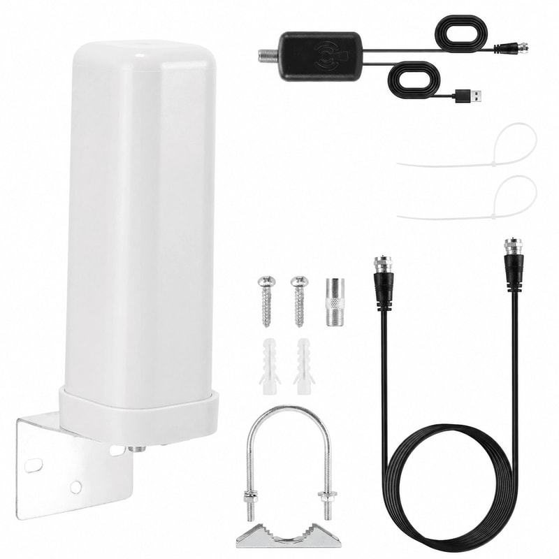 Amplified Outdoor TV Antenna Long Range Digital HDTV UHF VHF FM 0