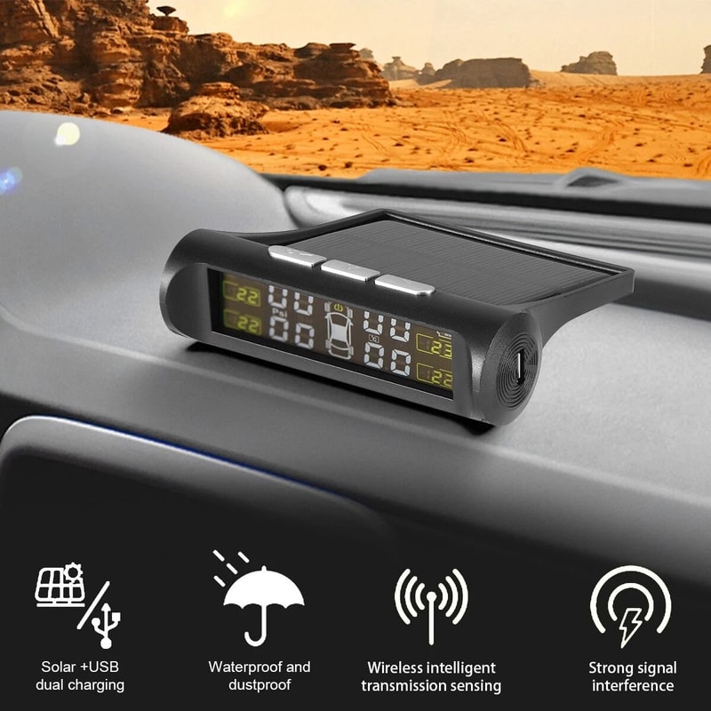 Solar Wireless Tire Pressure Monitoring System With LCD Display External Sensors 2