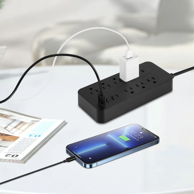 Outlet Wall Mountable Surge Protector Power Strip With USB Charging Ports 3