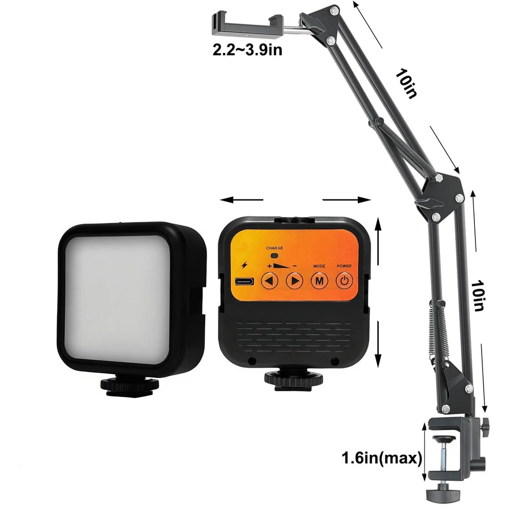 Overhead Phone Mount With LED Light Flexible Desk Phone Holder For Video Recording 5