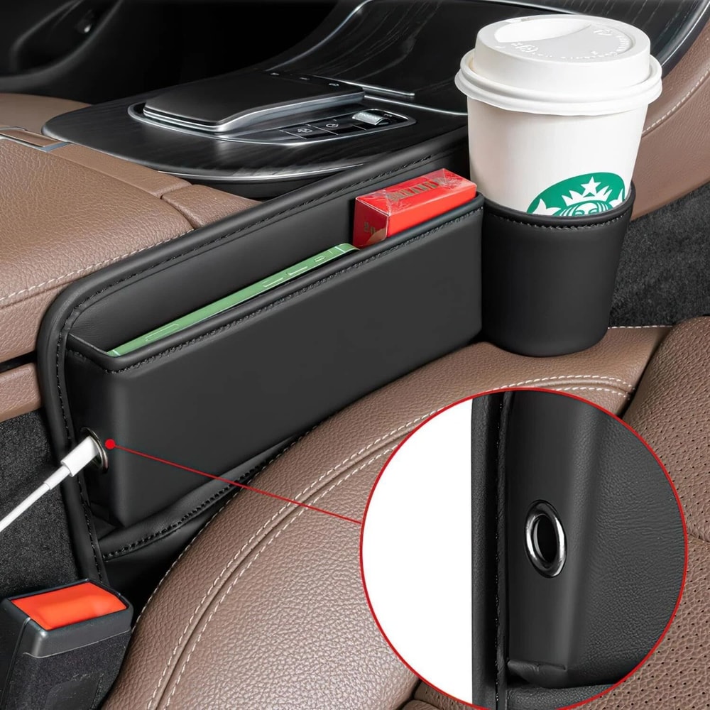 Right Side Car Seat Gap Filler Storage Box With Phone Holder 4
