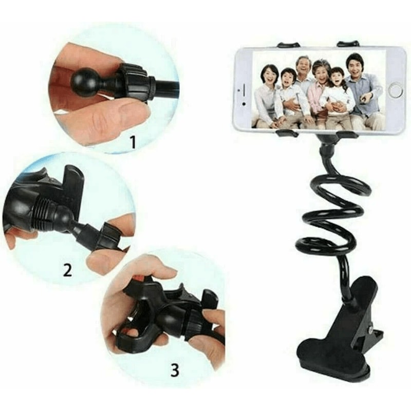 Hands Free Gooseneck Phone Holder Flexible Bed And Desk Clip Stand 4