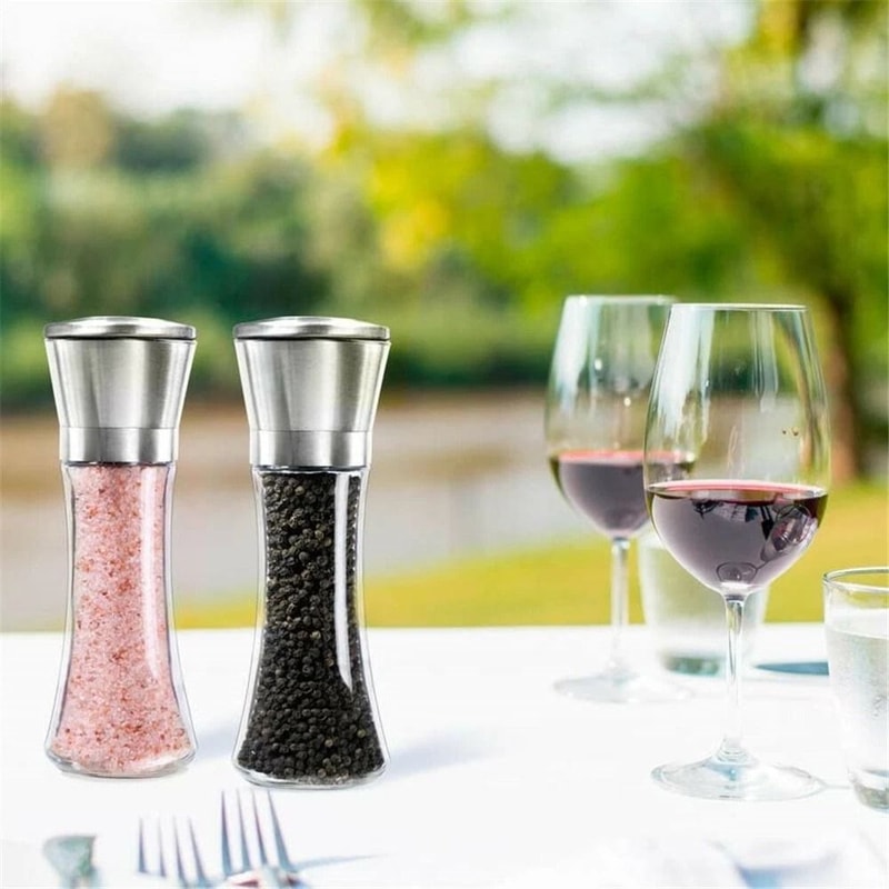 Stainless Steel Salt And Pepper Grinder With Refillable Glass Bottle 4
