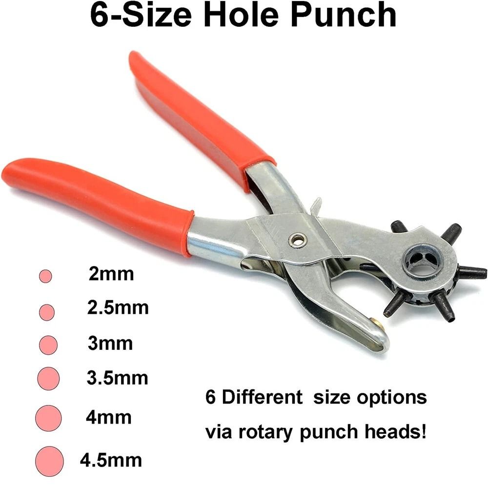 Heavy Duty Revolving Leather Hole Punch Tool For Belts Straps Crafts 4