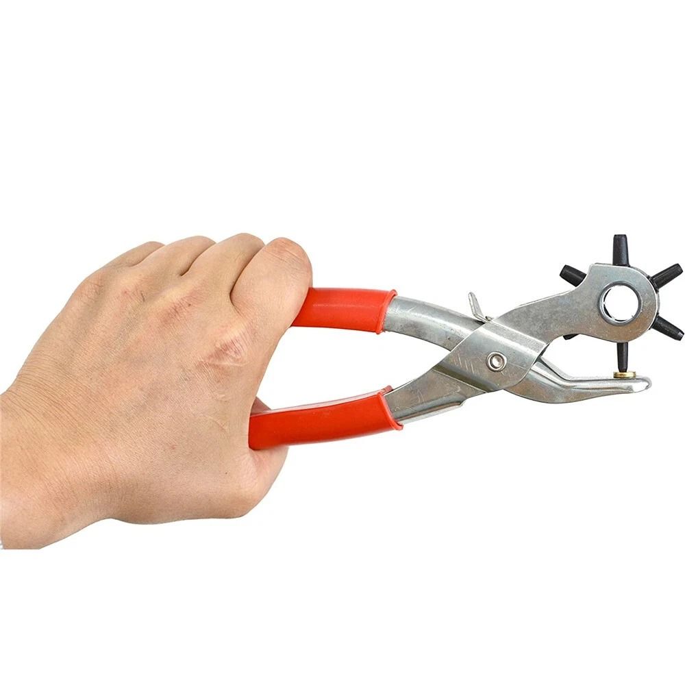 Heavy Duty Revolving Leather Hole Punch Tool For Belts Straps Crafts 1