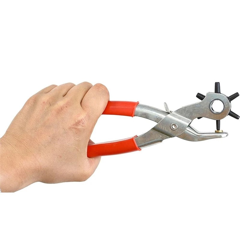 Heavy Duty Revolving Leather Hole Punch Tool For Belts Straps Crafts 1