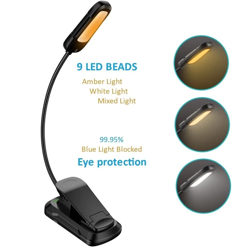 Rechargeable LED Book Light With Flexible Clip And Light Modes 5
