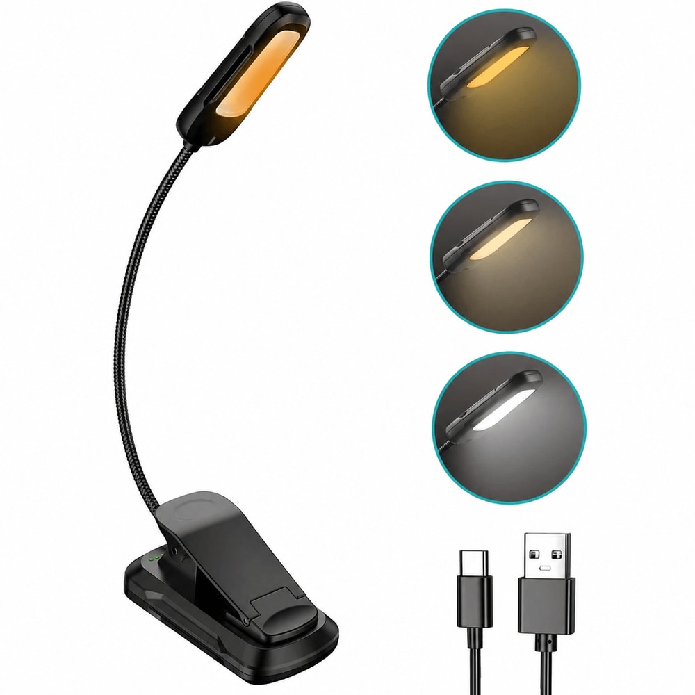 Rechargeable LED Book Light With Flexible Clip And Light Modes 0