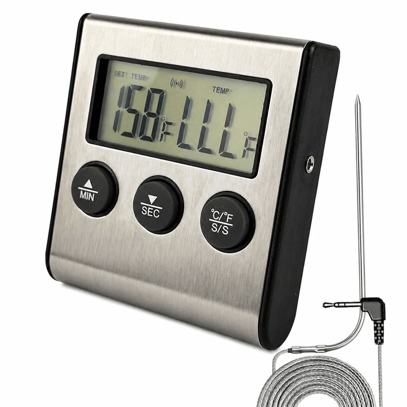 Remote Digital Meat Thermometer With Probe And Kitchen Timer 0
