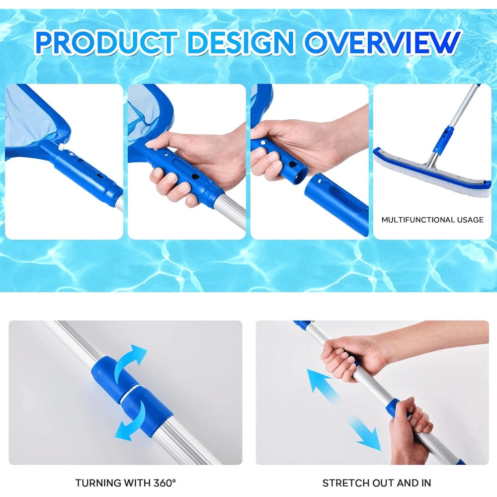 Heavy Duty Pool Skimmer Net With Fine Mesh Leaf Rake 5