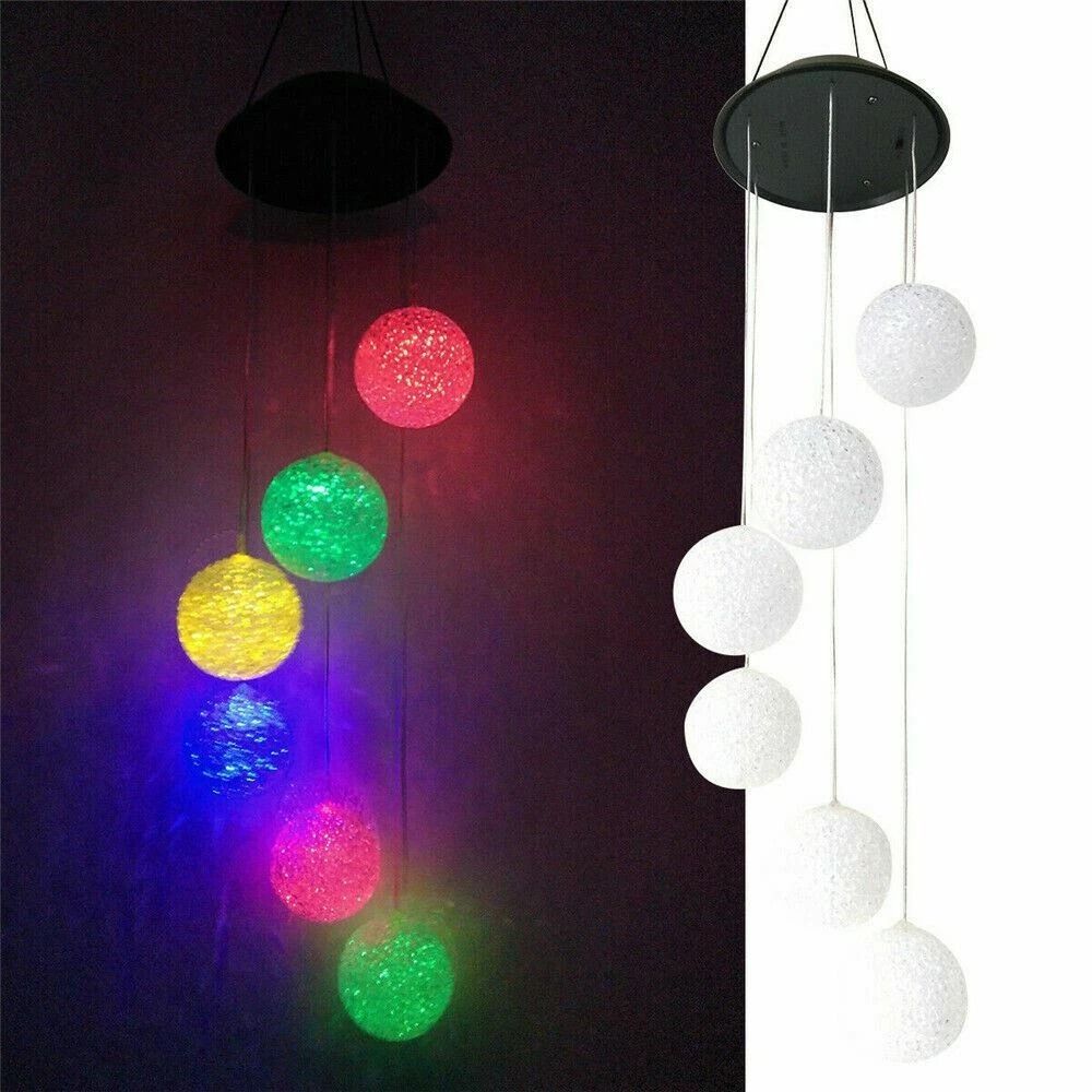 Solar Color Changing LED Ball Wind Chimes For Garden Patio Decor 0