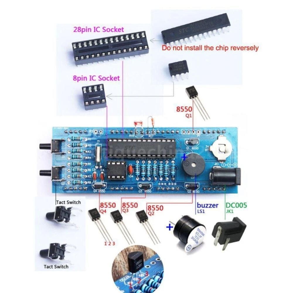 DIY Digital Clock Kit Digit LED Light Control Electronic Soldering Project 5