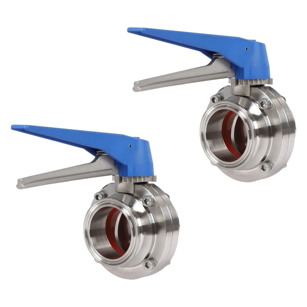 Premium Stainless Steel Butterfly Valves With Blue Trigger Handle Durable Manual Flow Control 1