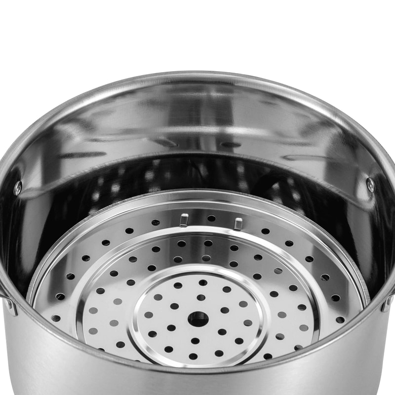 Stainless Steel Stock Pot With Steaming Rack Clear Lid Perfect For Cooking Steaming 8