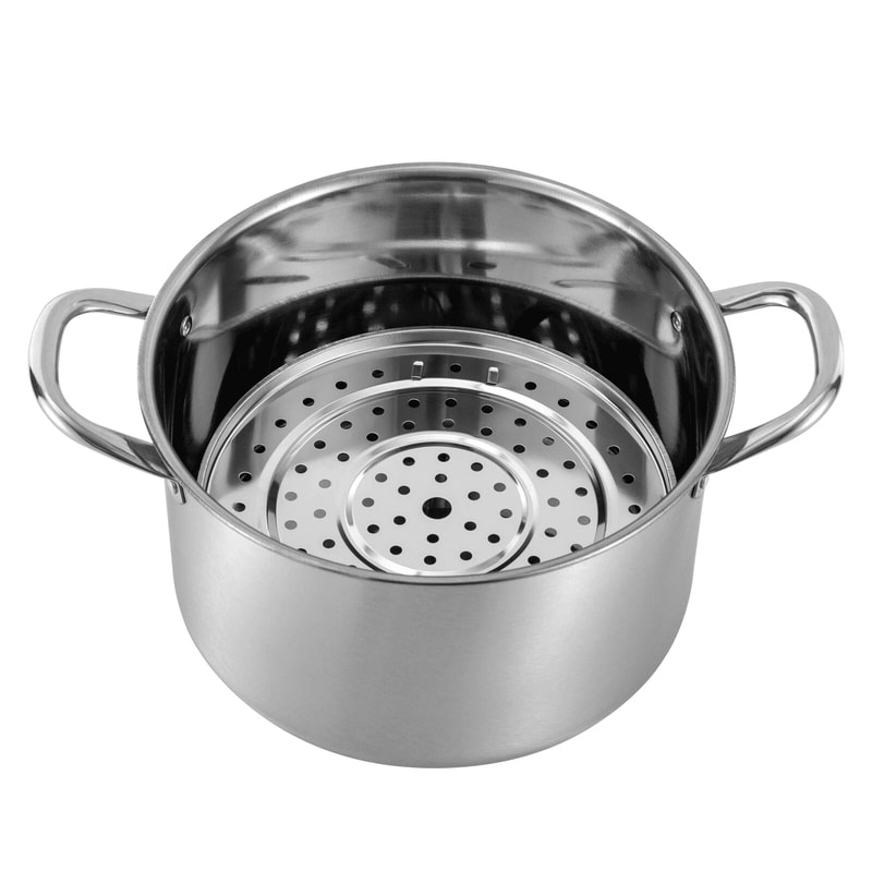 Stainless Steel Stock Pot With Steaming Rack Clear Lid Perfect For Cooking Steaming 12
