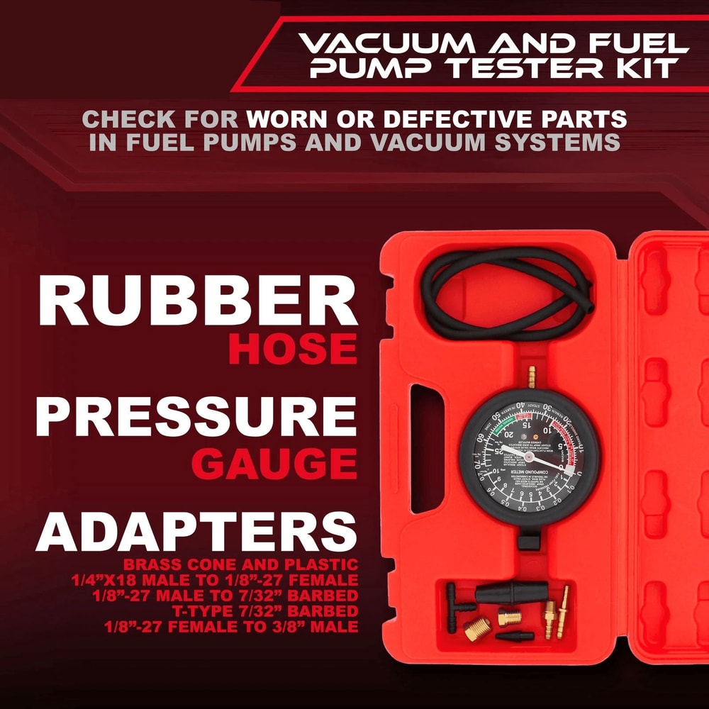 Fuel Pump Tester Vacuum Pressure Gauge Kit Automotive Diagnostic Tool Set 8