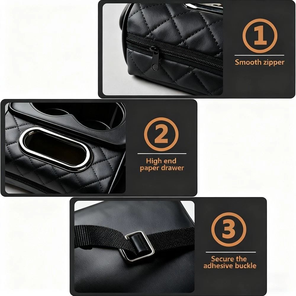 Premium Car Armrest Cover Center Console Organizer With Cup Holder Tissue Box And Phone Holder Uni