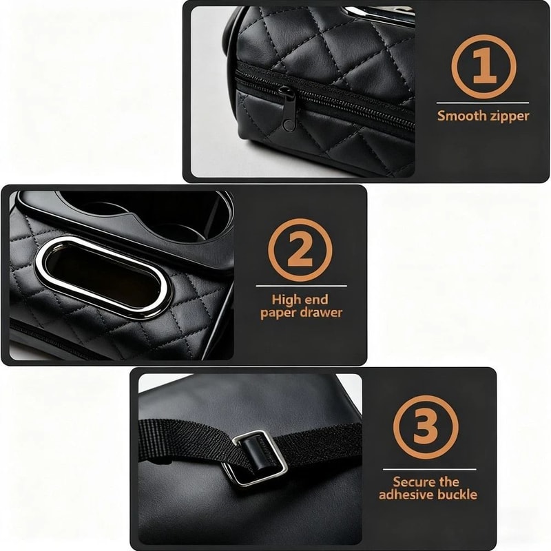Premium Car Armrest Cover Center Console Organizer With Cup Holder Tissue Box And Phone Holder Uni