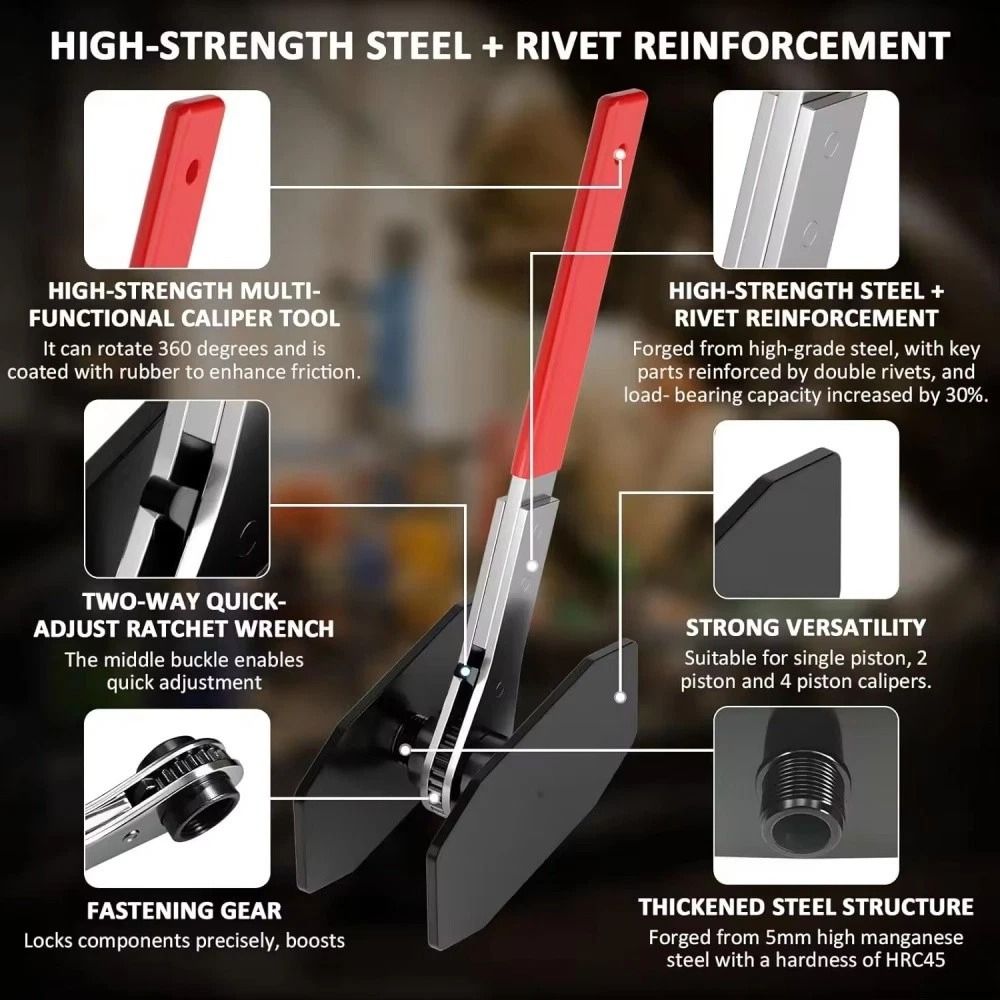 Car Brake Piston Wrench Tool Portable Caliper Pad Installer With Hangers For Effortless Brake Maint 5