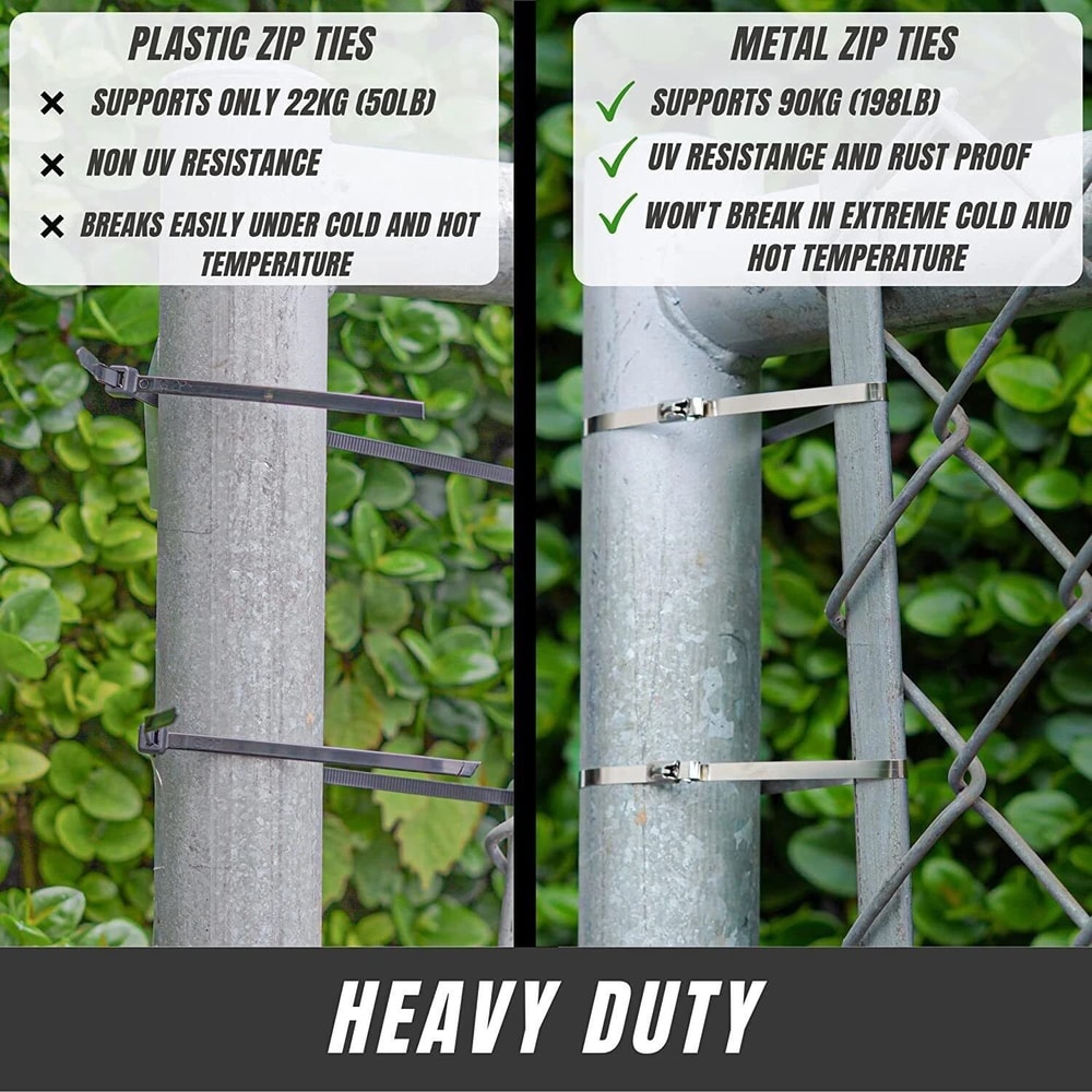 Stainless Steel Zip Ties Heavy Duty Self Locking Metal Cable Ties 9