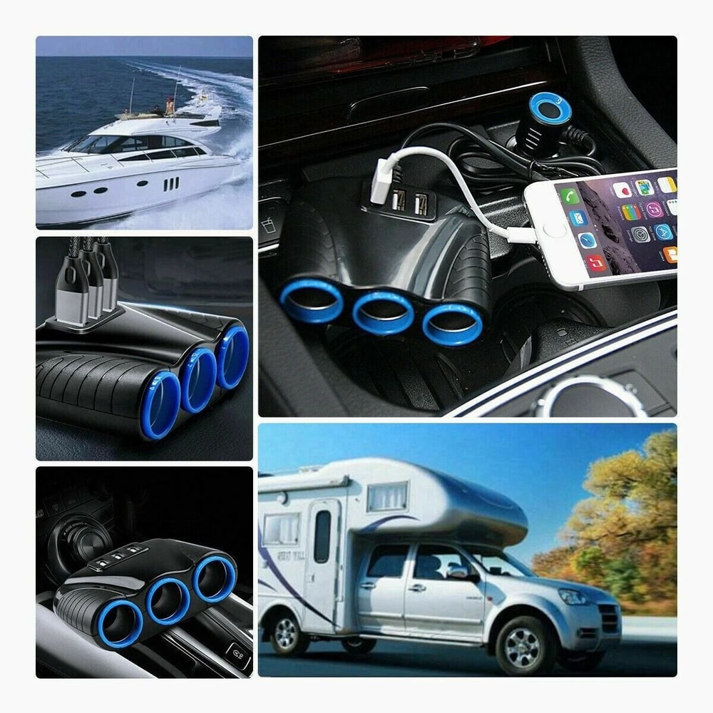 Car Cigarette Lighter Splitter Power Adapter 3