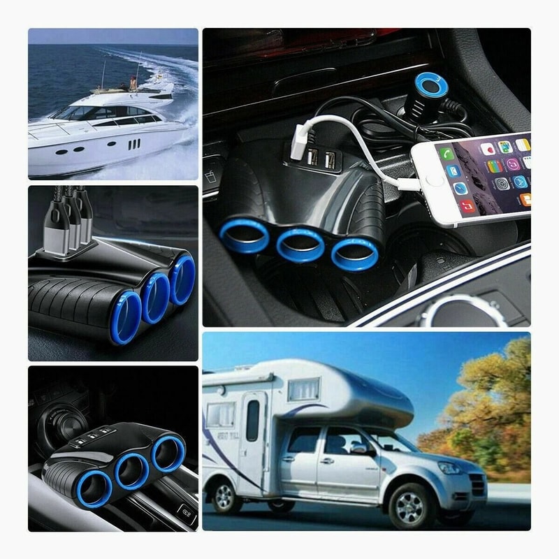 Car Cigarette Lighter Splitter Power Adapter 3