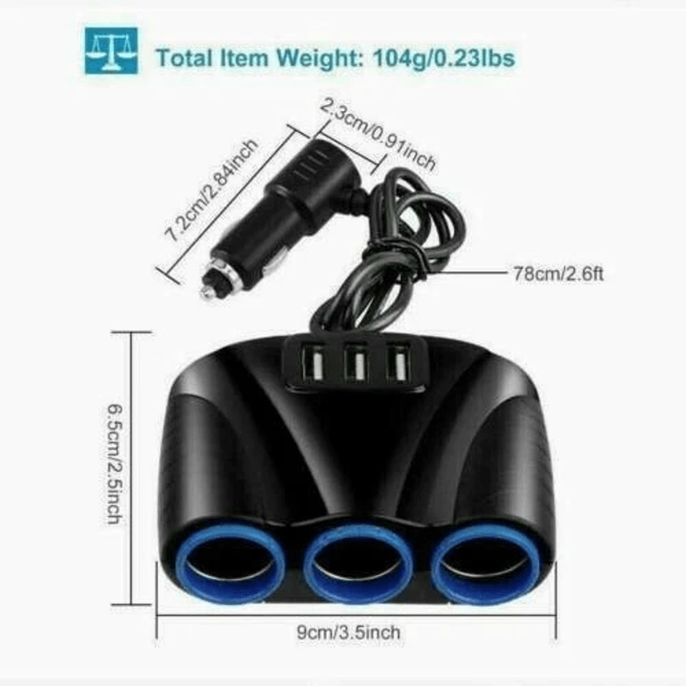 Car Cigarette Lighter Splitter Power Adapter 8