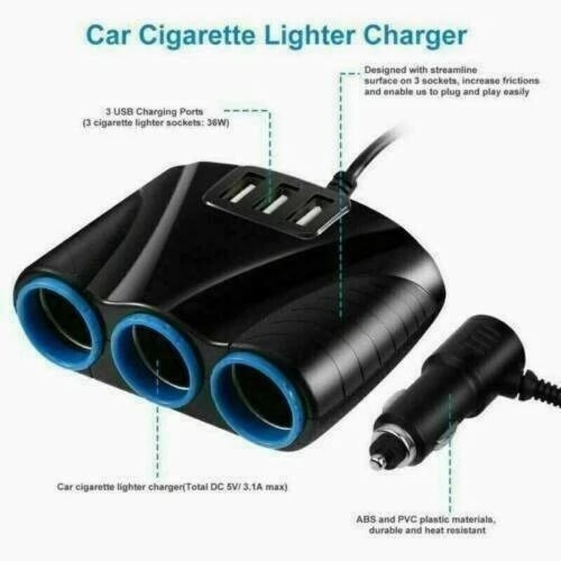 Car Cigarette Lighter Splitter Power Adapter 7