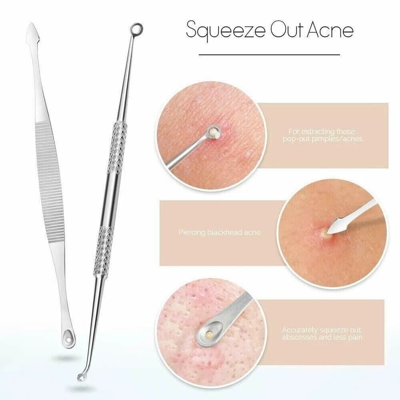 Precision Blackhead Remover Tool Stainless Steel Comedone Extractor Kit 3