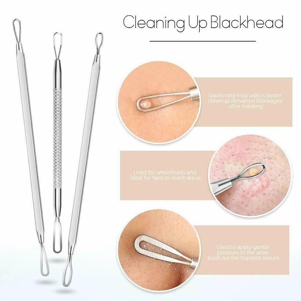 Precision Blackhead Remover Tool Stainless Steel Comedone Extractor Kit 4