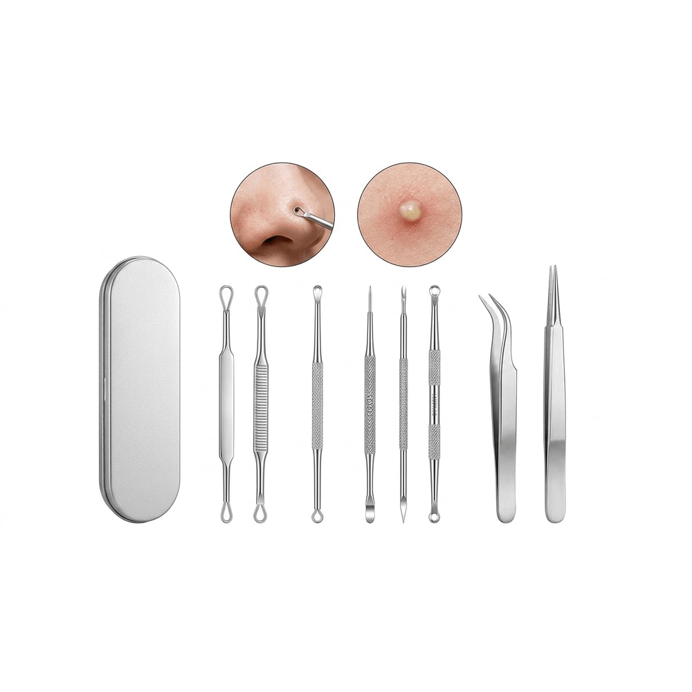 Precision Blackhead Remover Tool Stainless Steel Comedone Extractor Kit 0
