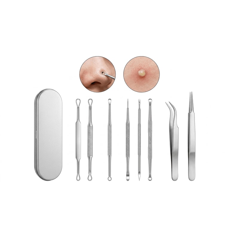 Precision Blackhead Remover Tool Stainless Steel Comedone Extractor Kit 0