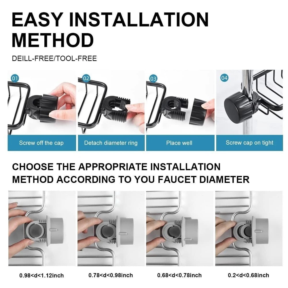 Stainless Steel Sink Rack Faucet Sponge And Soap Holder 6