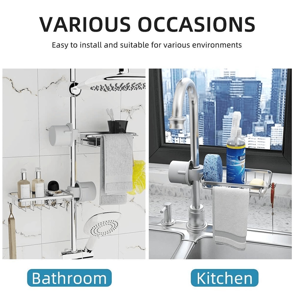 Stainless Steel Sink Rack Faucet Sponge And Soap Holder 7