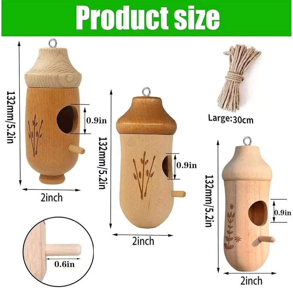 Handcrafted Wooden Hummingbird House Hanging Garden Decor 8