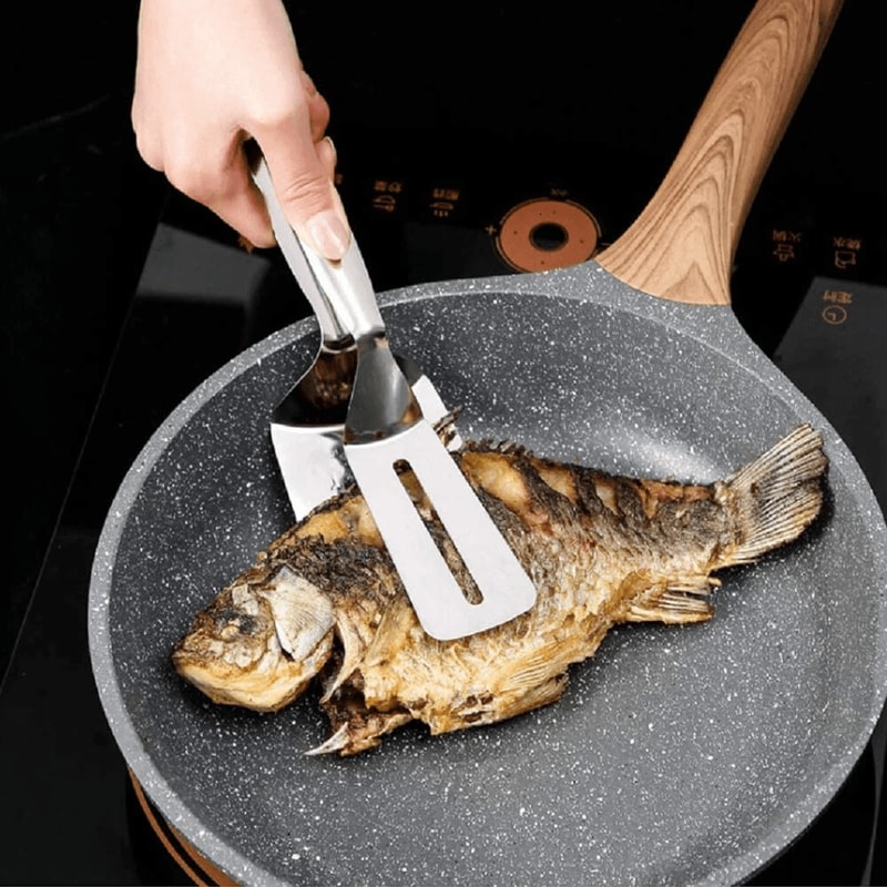 Stainless Steel Steak Clamp BBQ Cooking Tongs For Meat Bread And Grilling 0