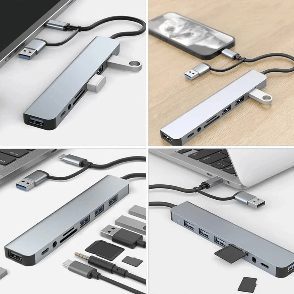USB C Hub Adapter With Gbps Multiport Splitter For Laptop And MacBook 1